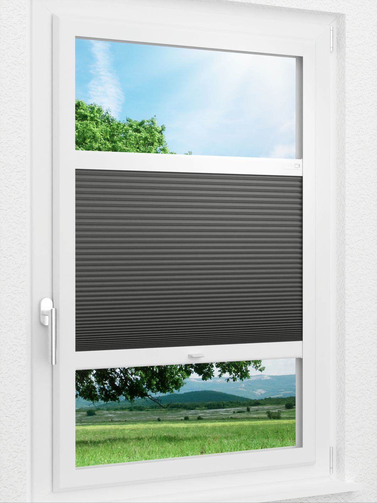 Stoff Plissee Ma&szlig;anfertigung LYSEL HOME Wabe 037A Evria Smart Frame