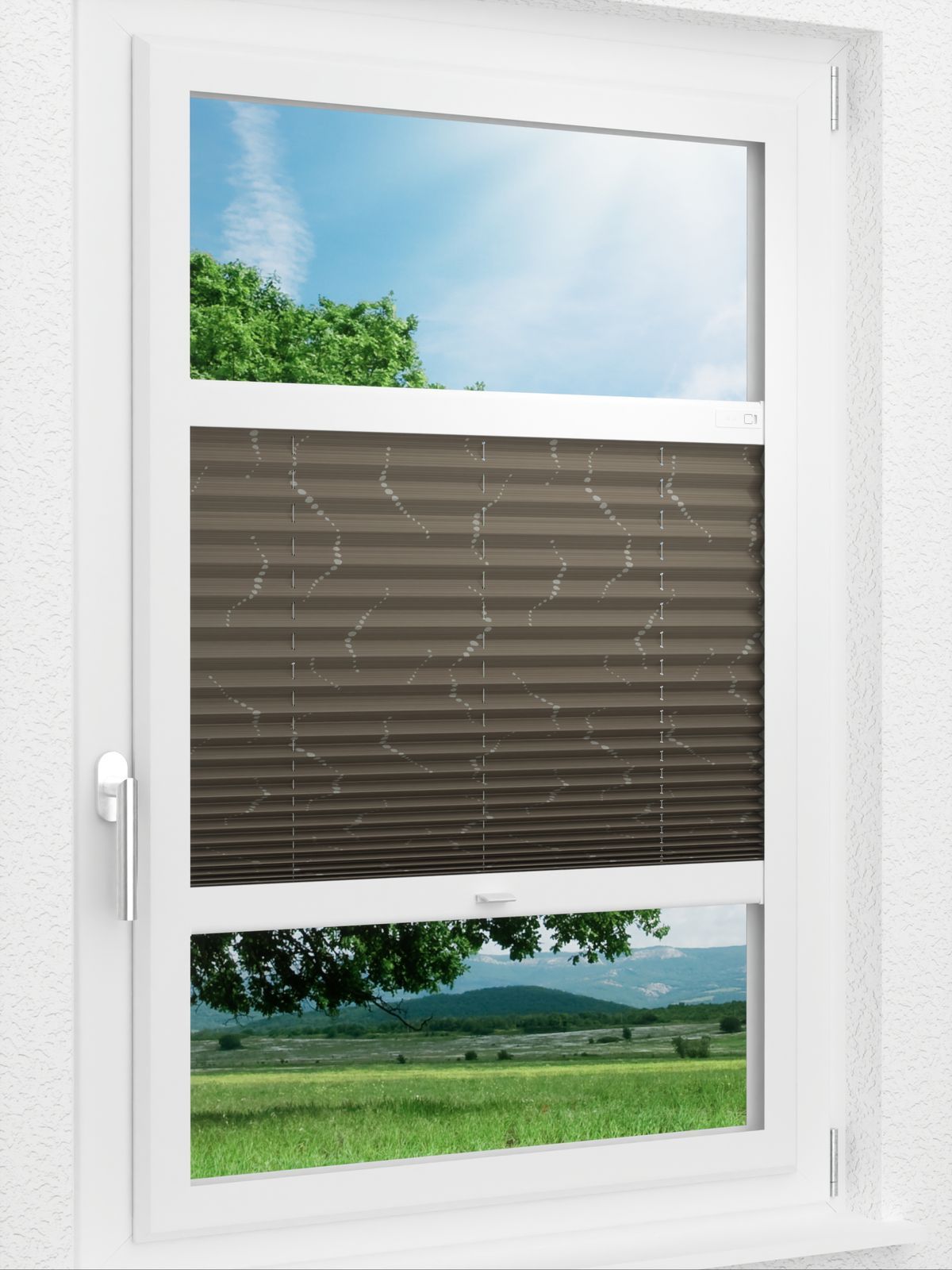 Stoff Plissee Ma&szlig;anfertigung LYSEL HOME Plissee 409A Weavy Pearls Smart Frame