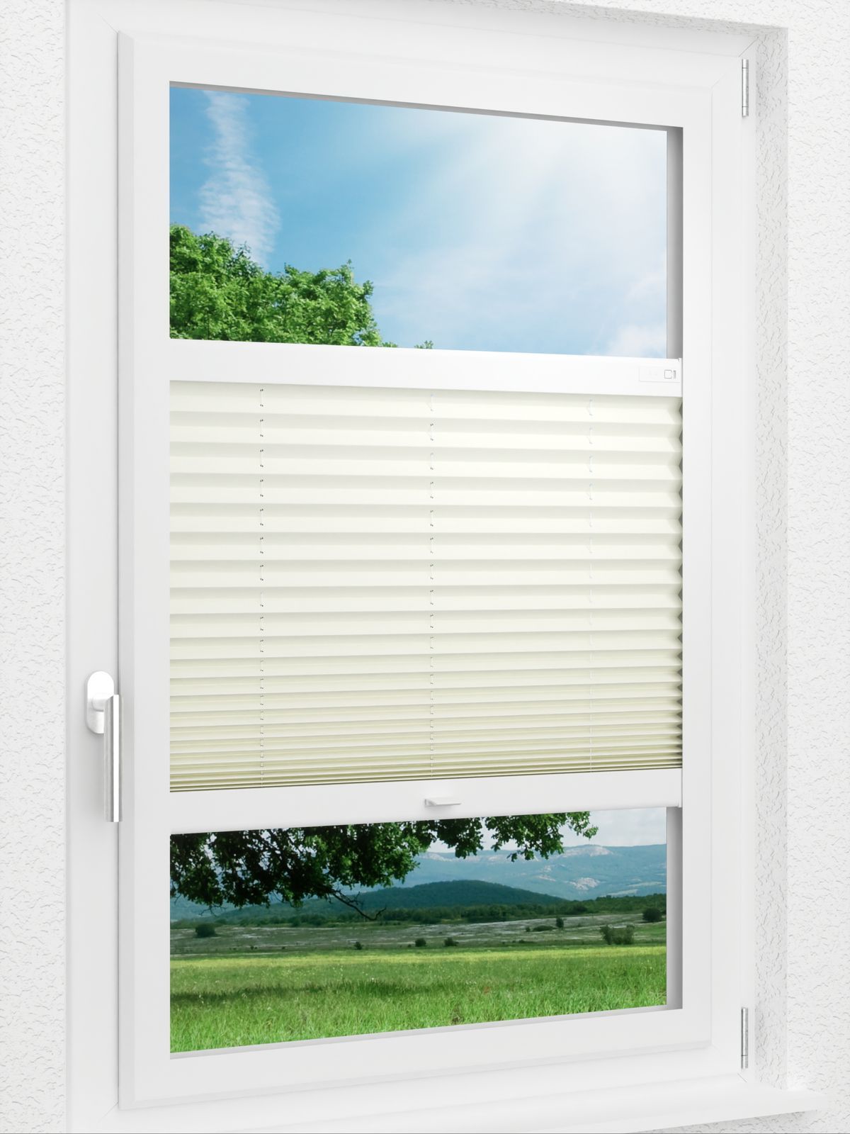 Stoff Plissee Ma&szlig;anfertigung LYSEL HOME Plissee 140B Krepp Pearl Smart Frame
