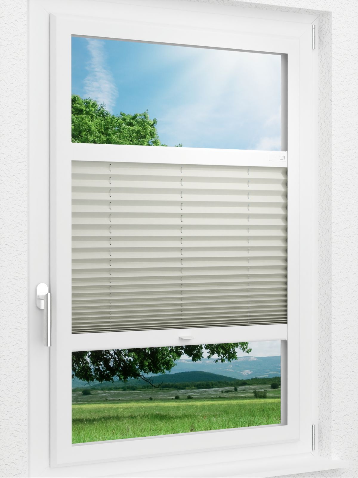 Stoff Plissee Ma&szlig;anfertigung LYSEL HOME Plissee 212B Krepp Pearl Smart Frame