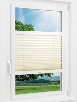 LYSEL HOME Plissee 101A Krepp Pearl Smart Frame Fensteransicht
